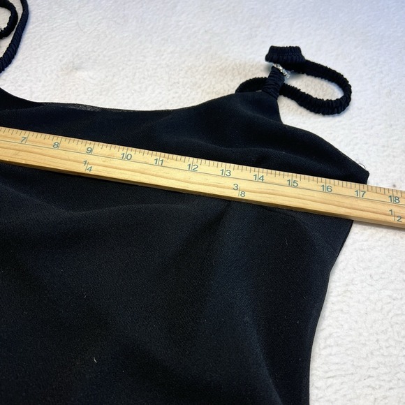 Y2K Connected Apparel Slip Dress Womens 12 Black Square Neck Cocktail Midi - Picture 5 of 9